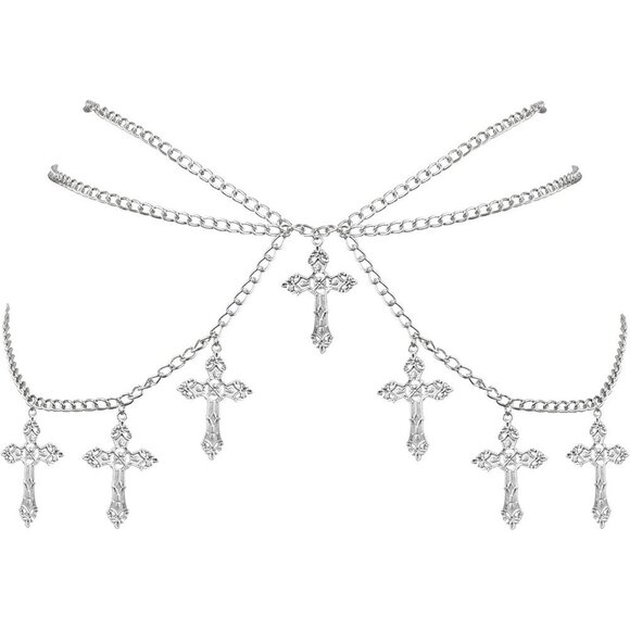 Accessories - Gothic Cross Waist Chain Belt Zinc Alloy Adjustable 40 Inches Punk Emo